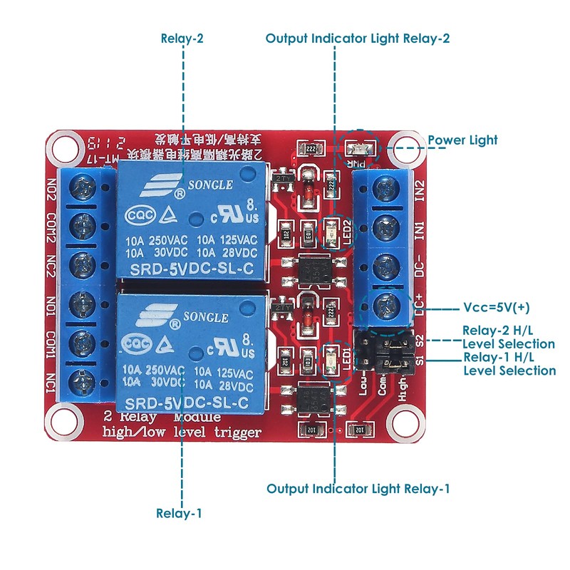 AEDIKO 4pcs DC 5V Relay Module 2 Channel Relay Board