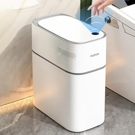 Joybos Smart induction Save space Waterproof Bathroom Trash Can,Garbage Can, Slim Narrow cute Trash Bin for Office,Kitchen,Bedroom,Nordic style:_2pc Motion Sensor W/ Auto Suction
