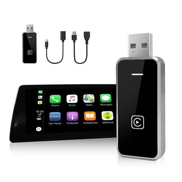 Moman Wireless Carplay Adapter, Mini Plug and Play Car Play