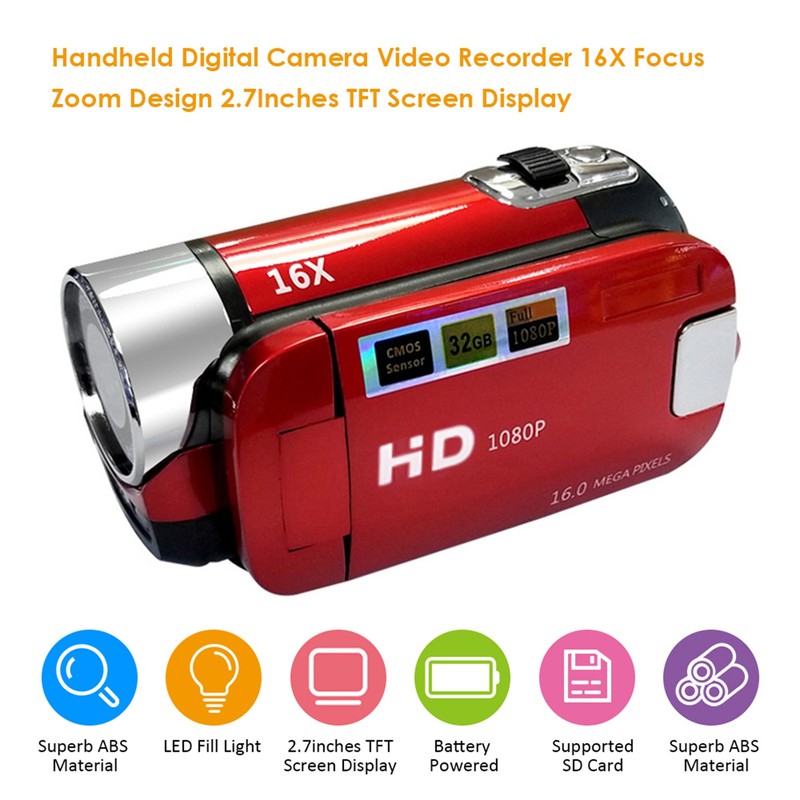 Digital Camera Video Recorder 16X F-ocus Zoom Design 2.7Inches TFT