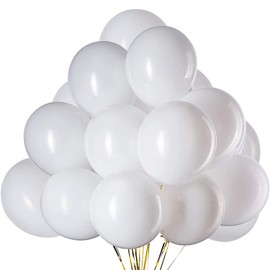 Pack of 50 12 Inch Balloons White Latex Helium Balloons for Party Decoration (Diameter 30 cm)
