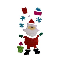 Christmas Reusable Gel Window Clings, Jolly St. Nick Among Blue Snowflakes and Presents (16 Clings, 1 Sheet)