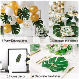 PartyWoo Palm Leaves, 34 pcs Fake Leaves, Artificial Leaves, Palm Leaves, Summer Party Decorations, Tropical Party Decorations, Fiesta Party Decorations, Flamingo Party Supplies, Hawaiian Luau Party