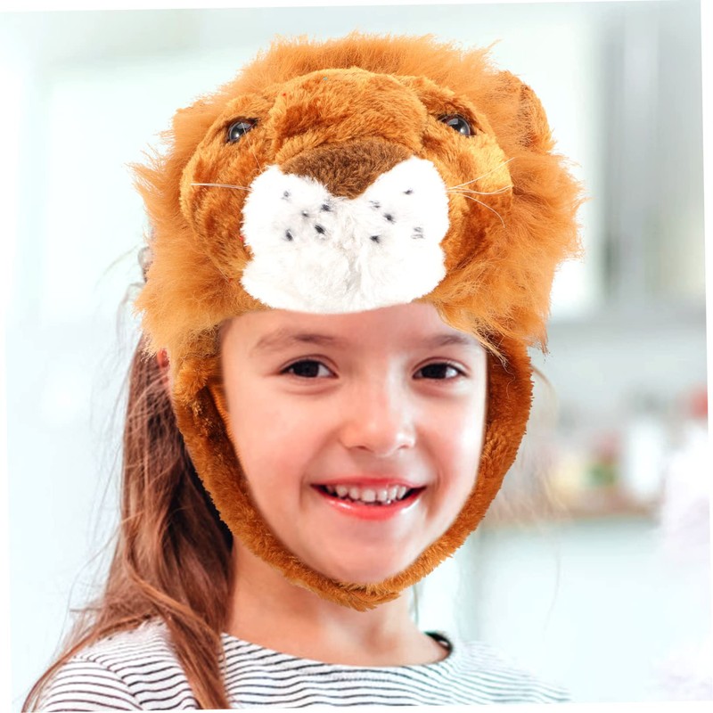 [Lurrose] Carnival Hat Plush Lion Tiger Headwear Cap Performance Hat