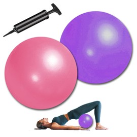 sinzau Pack of 2 Pilates Ball, Gymnastics Ball, Small, 25 cm Soft Yoga Ball, with Inflation Tube, Fitness Ball, Yoga Ball, Ergonomic Balance Equipment for Yoga, Gymnastics, Exercise Fitness, Purple