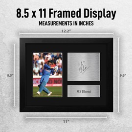 HWC Trading MS Dhoni Indian Cricket Team Framed Gifts Printed Signed Autograph Picture for Cricketer Memorabilia Fans - US Letter Size