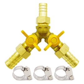 Metaland Brass 3 Way Shut-Off Valve, 5/16" Hose Barb 2 Switch Y Shaped Ball Valve Water/Fuel/Air