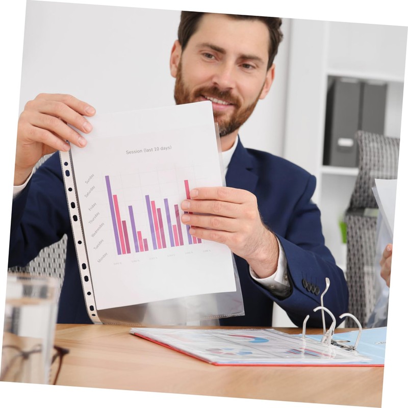 VILLFUL 100pcs Binder Sheet Protectors Top Loading Punched Page Protectors