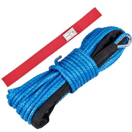 guideamps ATV UTV Synthetic Winch Rope Cable 3/16" x 50 ft, 8,300 lbs Pulling Strength, with Protective Sleeve, Safety Pull Strap, for 4X4 Offroad Vehicles (Blue, 3/16" x 50 ft)