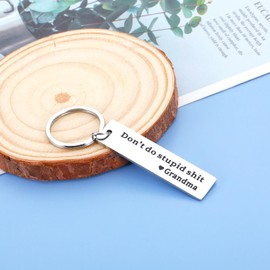 GGOJAGST Dont do Stupid Sh t Keychain Grandson Granddaughter Gifts from Grandma Kids Christmas Gifts Stupid Gifts for Teen Boys Girls Christmas Graduation Gift Stocking Stuffers for Kids