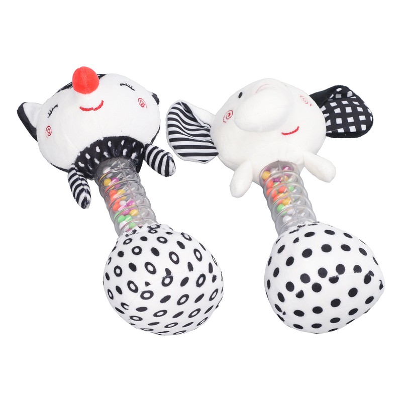 2pcs Baby Hand Rattle Toys Cartoon Stuffed Animal Shaped PP