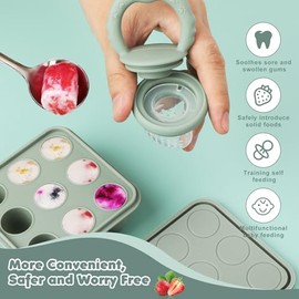 Baby Fruit Feeder Ice Lolly Moulds, Fruit Feeder for Babies Teething Relief, Baby Food Feeder for Safe Infant Self Feeding, Includes 3 Extra Food Pacifier