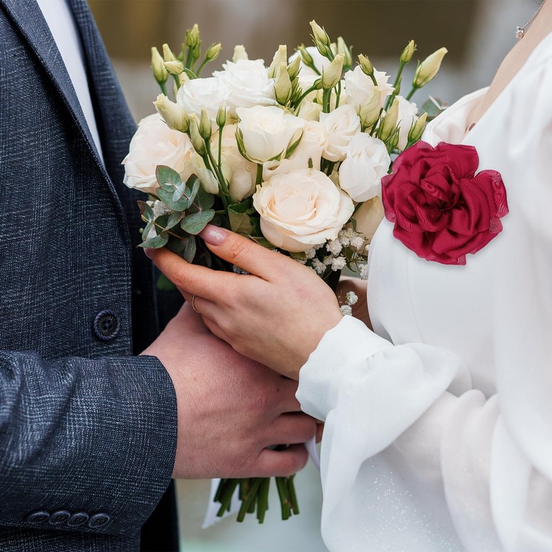 PATIKIL Silk Satin Flower Brooch Pin 4", Large Peony Floral