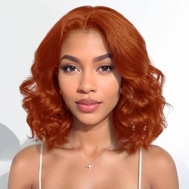 MS. MERRY 13X 6 Ginger Lace Front Wig HD Bob Wig Human Hair Body Wave 200% Density Wigs for Black Women Human Hair 14 Inch