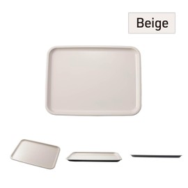 Asahi Koyo Tray, Antibacterial, Rectangle, Beige, 14.2 in (36 cm), Non-slip, Stylish, Tray, 1 Piece