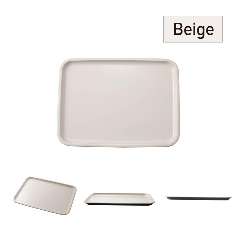 Asahi Koyo Tray, Antibacterial, Rectangle, Beige, 14.2 in (36 cm),