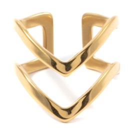 Happiness Boutique Women Double Chevron Ring in Gold Colour | Open Cuff Ring Stainless Steel Jewellery