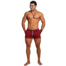 Fenix fit Short Corto De Playa, Traje De Baño Spandex para Hombre Excelente Calidad Tinto, XL (35-36)