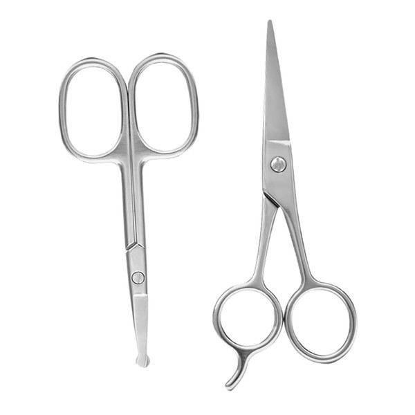 FOMIYES 2pcs Stainless Steel Rounded Nose Hair Scissors Precision -