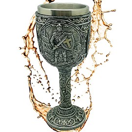 Decorative Goblet "Armored Knight" - Medieval Wine Goblet with Knight in Armor (160 ml) - Height 19 cm - Decoration Fantasy Medieval