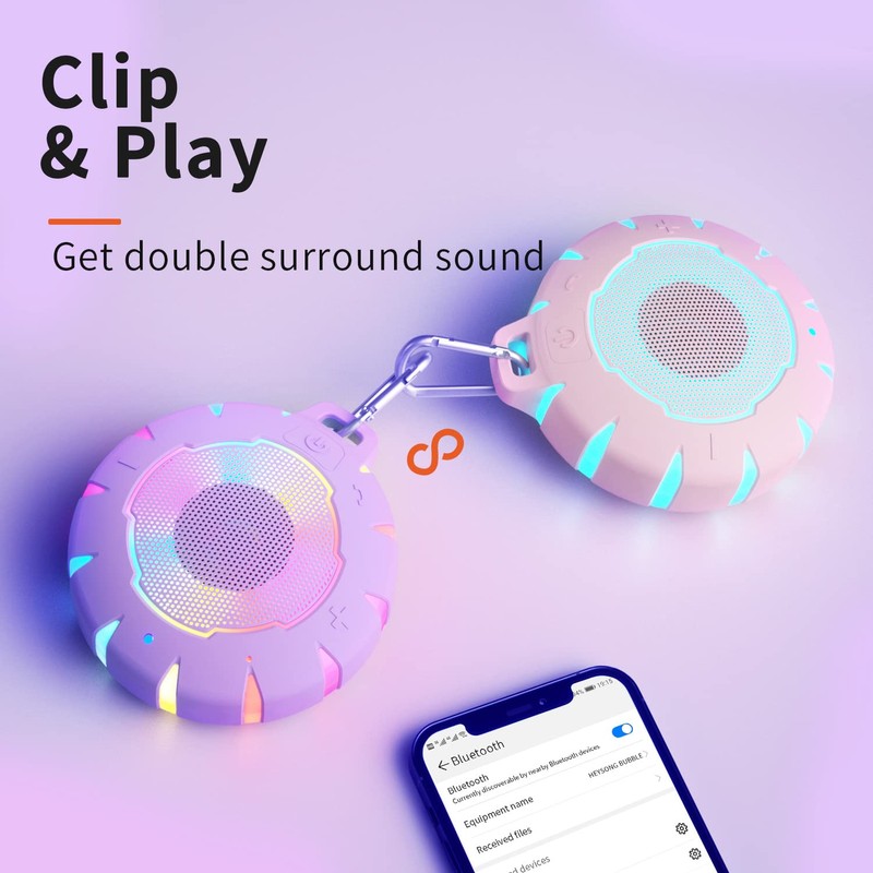 HEYSONG Waterproof Shower Bluetooth Speaker, Durable & Portable with Clear