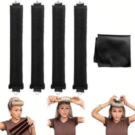 Rizadores de Cabello Sin Calor, 4PCS Rollos para Cabello, Tubos para Cabello con Bufanda de Seda Suave, Rizadores Suaves Sin Calor, Sin Dañar el Cabello, con Bufanda para el Pelo, Fácil de Usar (Negeo, Mediano)