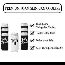 Veracco Fourty AF Fouty Squad 40 Years Slim Can Coolie Holder 40th Birthday Gift Forty Squad and Fabulous Party Favors Decorations (Black/White, 12)