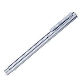HongDian 516 Stainless Steel Fountain Pen, Fine Nib 0.4 mm Bright Silver Gift Writing Pen
