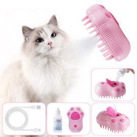 Cat Steam Brush - Self Cleaning Steamy Cat Brush for Massage, Cat Brushes for Indoor Cats, Steamy Cat Brush for Shedding, Steam Pet Brush for Removing Tangled and Loosse Hair Cat Paw Model