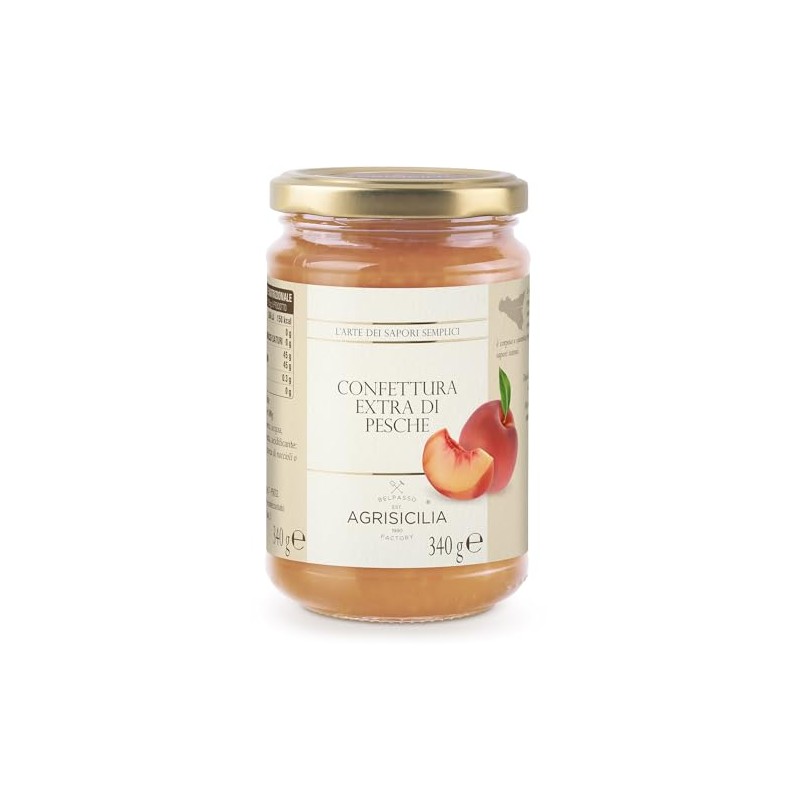 Agrisicilia Confettura Extra di Pesche, vasetto da 340g, Ideale per