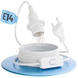greate. Lamp Holder E14 with Cable and Switch White 3.5 m - E14 Socket with Plug Max. 60 W 250 V - E14 Socket with Cable and Switch, E14 Lamp Holder with Cable for Christmas Star and much more