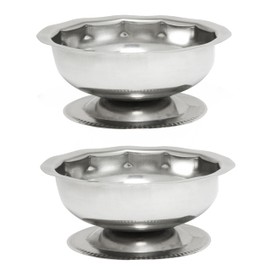 TrueCraftware- 3-1/2 oz Stainless Steel Footed Sherbet Dish Mirror Finished Set of 2- Ice Cream Cups Dessert Bowls Dessert Serving Dish Perfect for Dessert Sundae Ice Cream Fruit