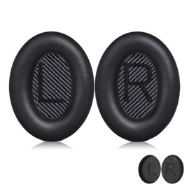 Bose QC35 Replacement Ear Pads: Leather Earpads Cushions for Bose QC 35/25 / 15 QC2 / Ae2 / Ae2i / Ae2W (Black QuietComfort Earpads + 2 Pairs Arc Earpads Scrim)