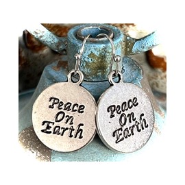Silver Peace on Earth Dangle Earrings. Jewelry Earrings for Women #3298FE452