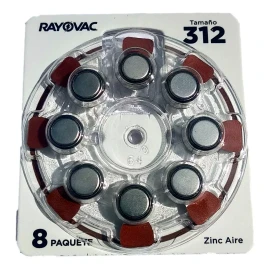 Rayovac Pilas Aparato Auditivo Tamaño 312 Audífonos 8 Piezas Rayovac