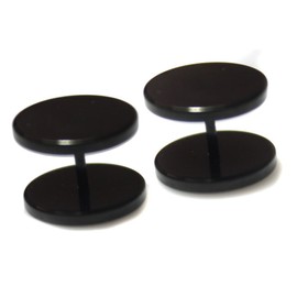 14mm Pair BLACK Faker Stretcher Cheater round Surgical Stainless Steel Mens Womens Unisex Upper Ear Earrings Studs Plug