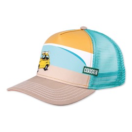 Coastal Surfy Car Khaki/Orange HFT Trucker Cap, HFT-SurfyCar-Khaki-#30325