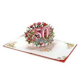 CUTPOPUP 50th Birthday Pop Up Card, Happy 50th Birthday Card for Women, Mom, Grandma, 3D Greeting Pop Up Card UK