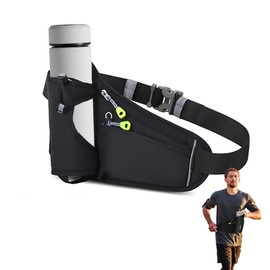 Running Belt, Running Belts with Water Bottle, Water Bottle Belts Holder, Ultra Light and Waterproof Design, Adjustable for Running, Hiking, Travel, and Outdoor Activities, Black Bumbag