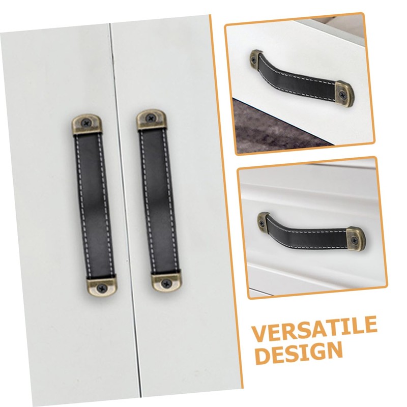 SOLUSTRE 6 Pcs Leather Handles Crate Leather Knobs Leather Drawer