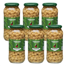 Spanish Chickpeas, Pre-Cooked Garbanzos, Suitable For Vegetarians And Vegans, Weight 570g Per Jar, Multipack of 6 Jars
