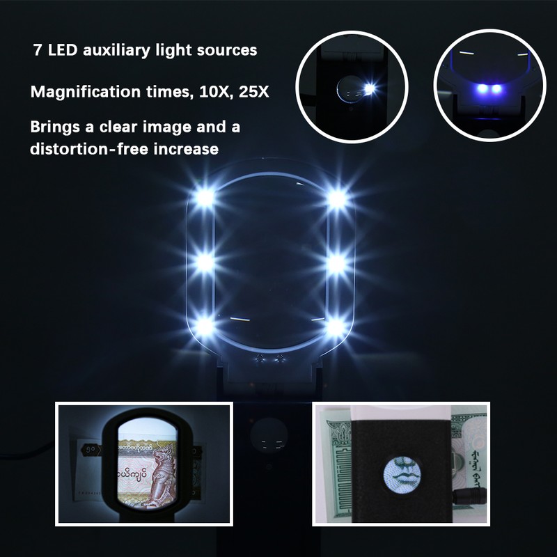 Handheld Magnifying 10X 25X Dual Glass Folding Magnifier Square W/