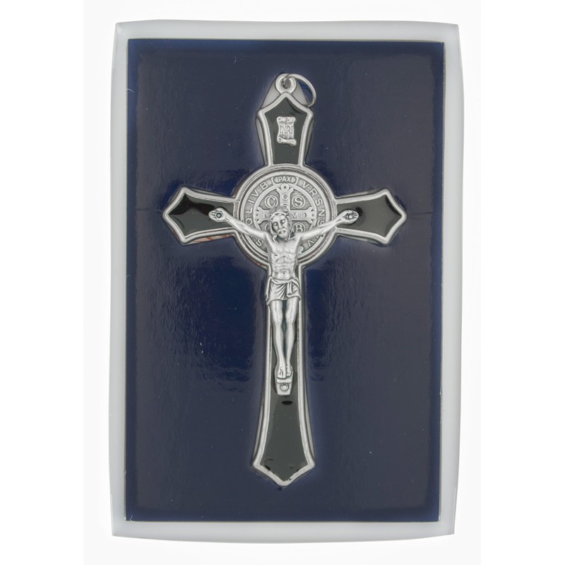 Large Saint Benedict Pectoral Cross with Colored Enamel (Black)