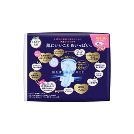 Laurier Happy Bare Skin, Fluffy Type, For Especially Many Nights, With Wings, 13.8 inches (35 cm), Pack of 8