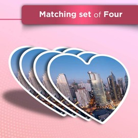 Vinyl Heart Stickers (Set of 4) - Makati Skyline Philippines Landscape Fun Decals for Laptops,Tablets,Luggage,Scrap Booking,Fridges #21829