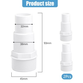 Pool Hose Connector, Hose Nozzle Pool Set Diameter 32 / 38 mm to 1.5 Inch Hose Barb, Pack of 2
