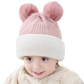 Toddler Winter Hat,Baby Winter Hat Scarf Set,Boys Girls Winter Hood Scarf Beanie Fleece Balaclava Earflap Skull Cap 2-5T, Pink, 2-5T