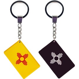 QQSD -2 llaveros con bandera de estado, New Mexico, 2 x 1.2 x 0.2 inches