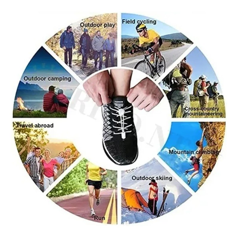 Ajustable Elasticas Deporte Cordones Niños Y Adultos 4 Pzas Negro/gris/blanco/verde