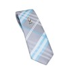Boys First Communion Tie Aqua Plaid and Silver-Tone Chalice Tie